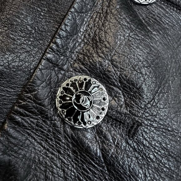 Chanel FW06 Runway Black Leather CC Buttons Mini Skirt - Picture 6 of 8